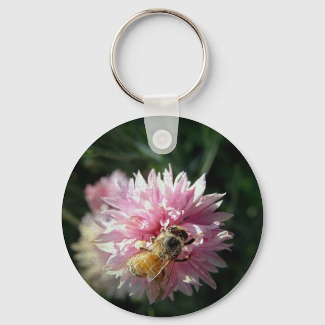 Bee and Pink Flower Key Ring (Front)