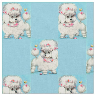 bee and poodle puppy novelty print fabric