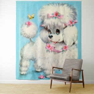 bee and poodle puppy tapestry