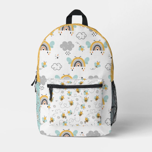 Bee and Rainbow Printed Backpack (Front)