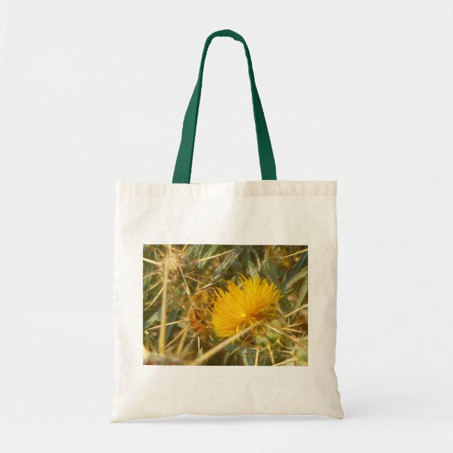 Bee and Star Thistle (Centaurea solstitialis) Tote Bag (Front)