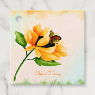 Bee and Sunflower Watercolor Favour Tags