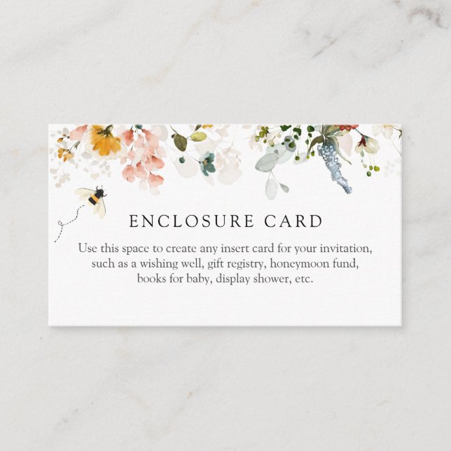 Bee and Vintage Floral Shower Enclosure Card (Front)