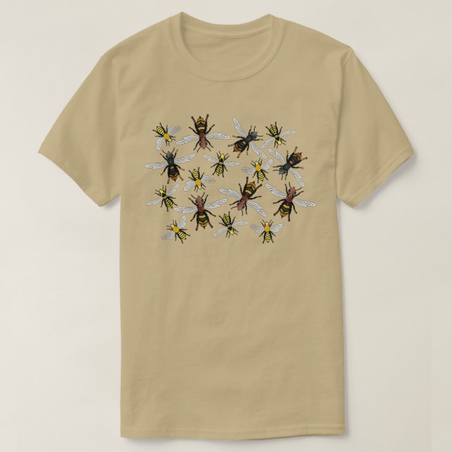 Bee and Wasp Print T-Shirt (Design Front)