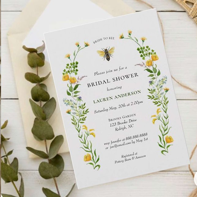 Bee and Wildflower Bridal shower Announcement (Creator Uploaded)