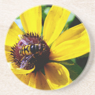 Bee and Yellow Flower Coaster