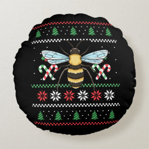 Bee Animal Bee Ugly Christmas Round Cushion