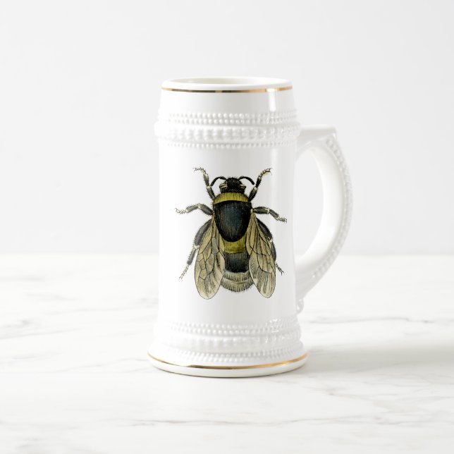 Bee antique illustration beer stein (Front Right)