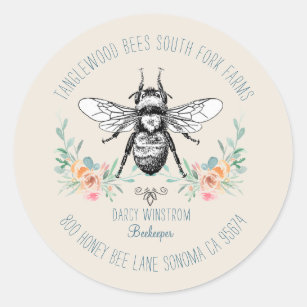 Bee Apiary Beekeeper Business Return Address Class Classic Round Sticker