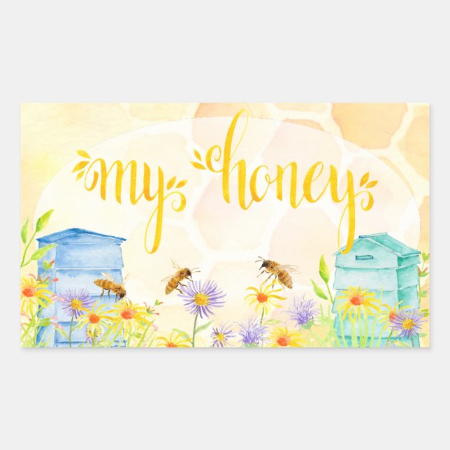 Bee Apiary Honey Jar Stickers (Front)