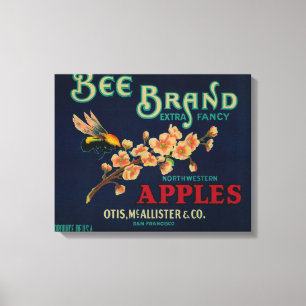 Bee Apple Crate Label Canvas Print