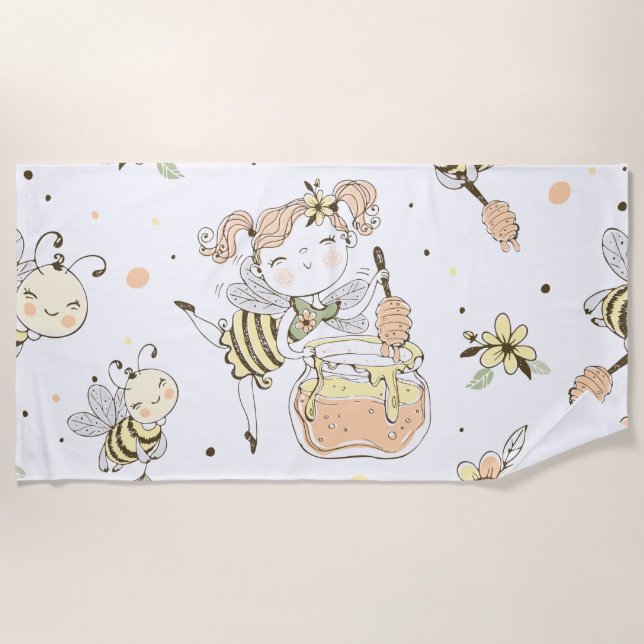 Bee Art Beach Towel (Front)