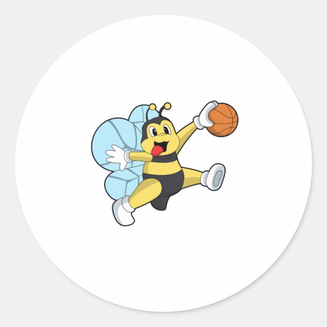Bee as Basketball player with Basketball Classic Round Sticker (Front)