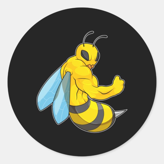 Bee as Bodybuilder Classic Round Sticker (Front)