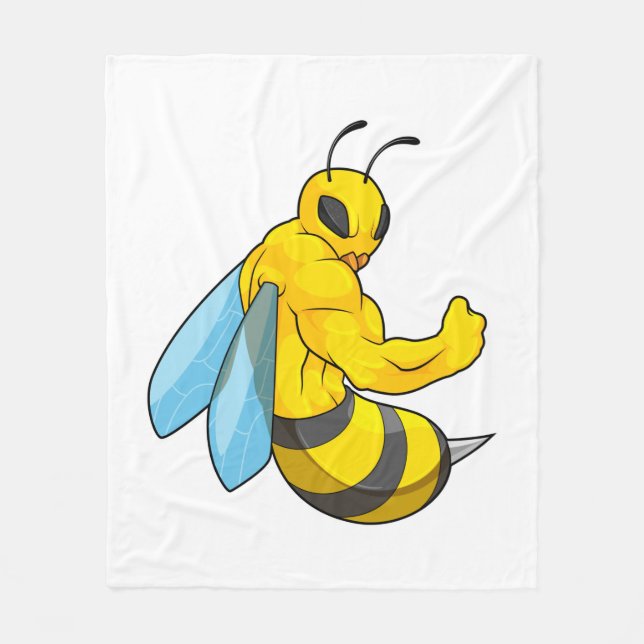 Bee as Bodybuilder Fleece Blanket (Front)