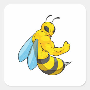 Bee as Bodybuilder Square Sticker