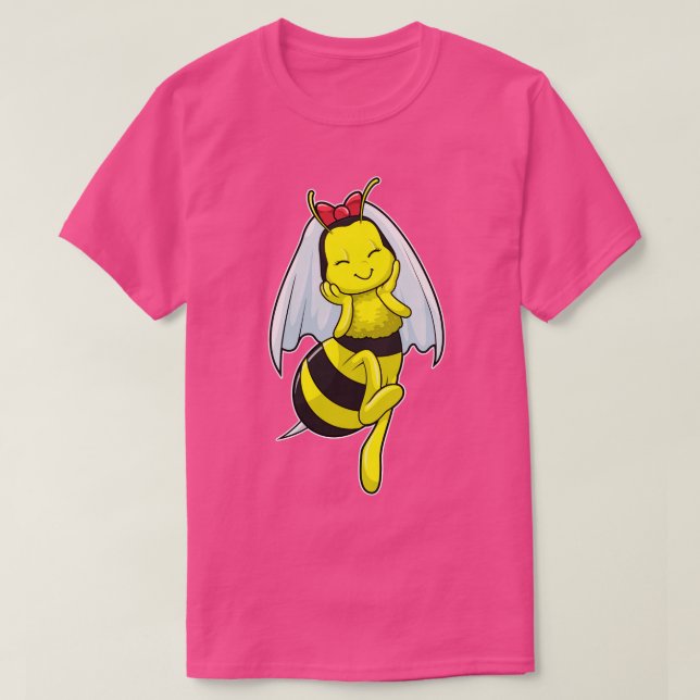 Bee as Bride at Wedding with Veil T-Shirt (Design Front)