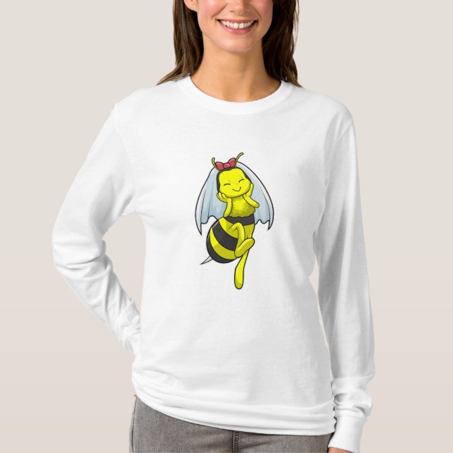 Bee as Bride at Wedding with Veil T-Shirt (Front)