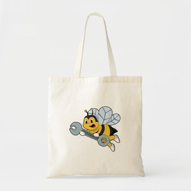 Bee as Mechanic with Wrench Tote Bag (Front)