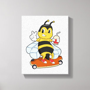 Bee as Skater with Skateboard Canvas Print