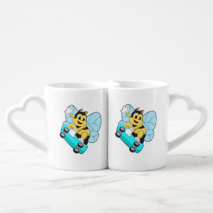 Bee as Skater with Skateboard Coffee Mug Set