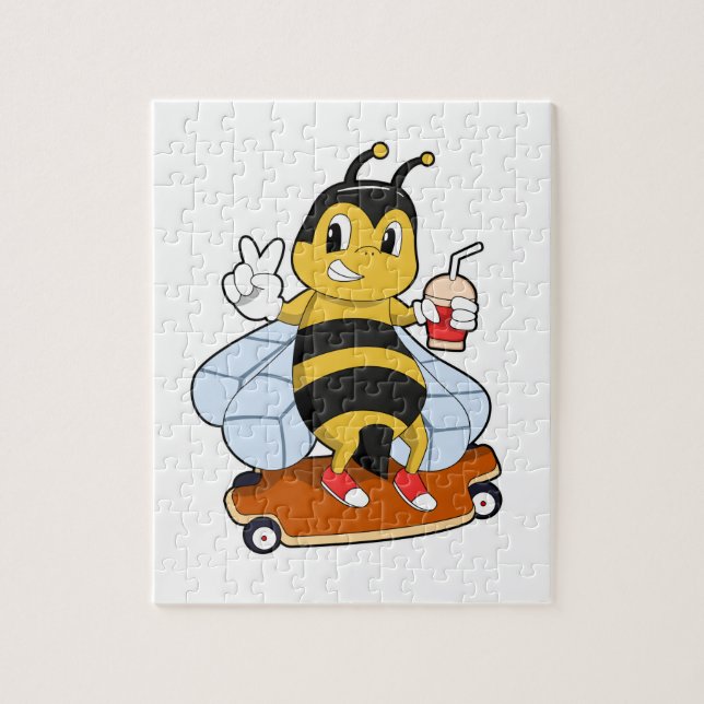 Bee as Skater with Skateboard Jigsaw Puzzle (Vertical)