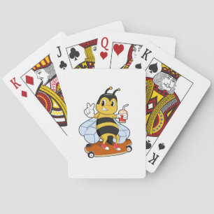 Bee as Skater with Skateboard Playing Cards