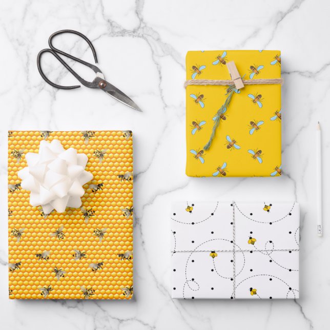 Bee Assortment Four Wrapping Paper (Front)