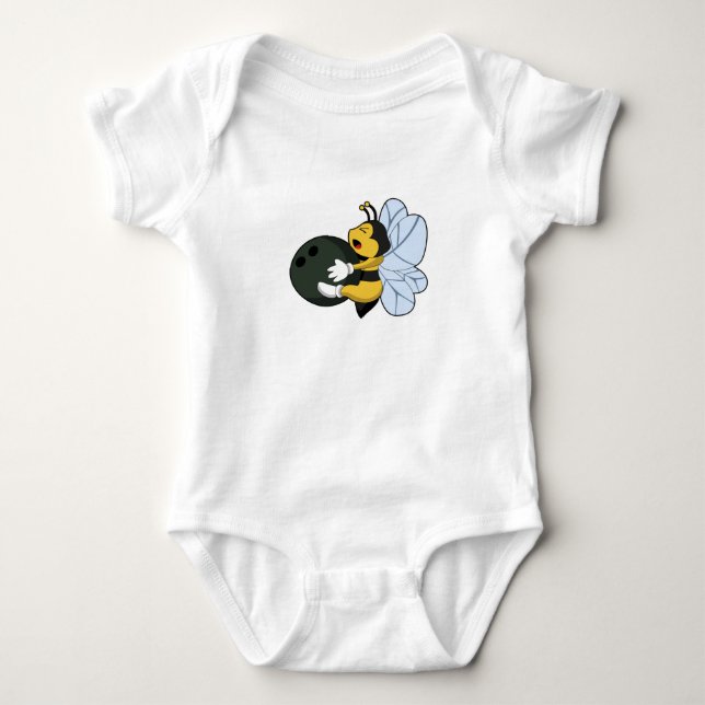Bee at Bowling with Bowling ball Baby Bodysuit (Front)