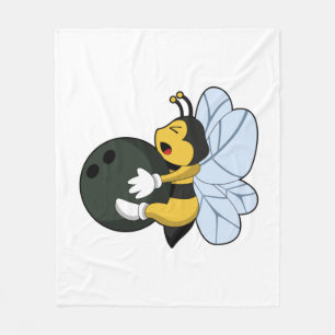 Bee at Bowling with Bowling ball Fleece Blanket