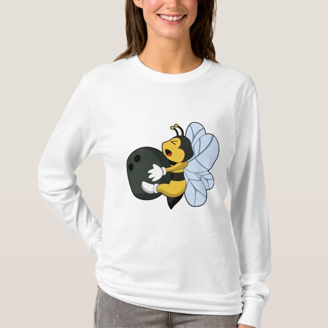 Bee at Bowling with Bowling ball T-Shirt (Front)