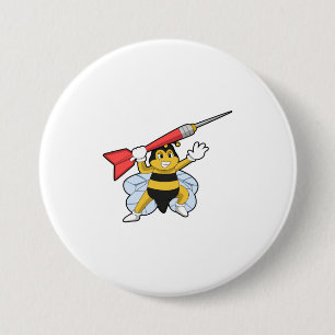 Bee at Darts with Dart.PNG 7.5 Cm Round Badge