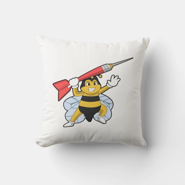 Bee at Darts with Dart.PNG Cushion (Front)