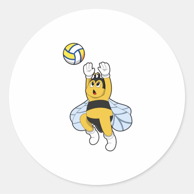 Bee at Volleyball Sports Classic Round Sticker (Front)