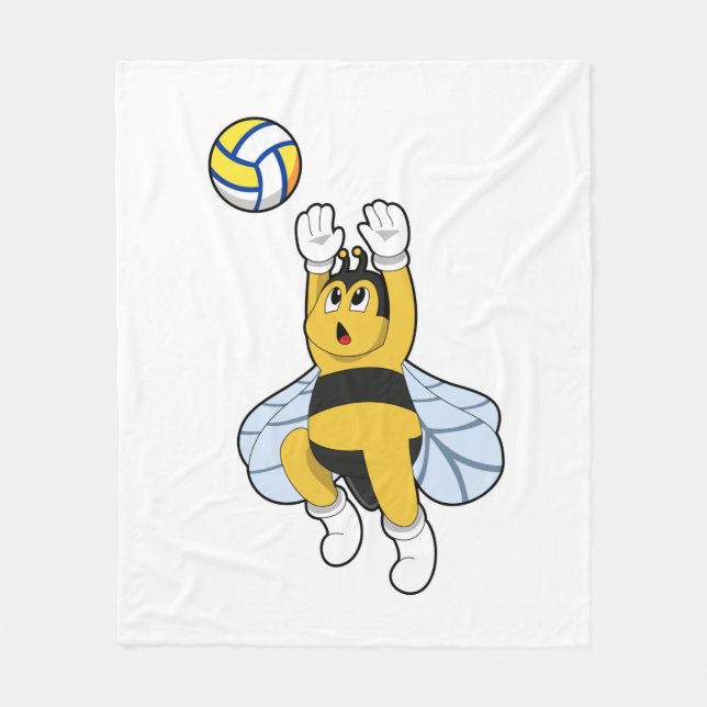 Bee at Volleyball Sports Fleece Blanket (Front)