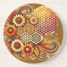 Bee-autiful Coaster | Honeycomb and Floral Design