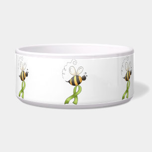 Bee Aware Green Awareness Ribbon Pet Bowl