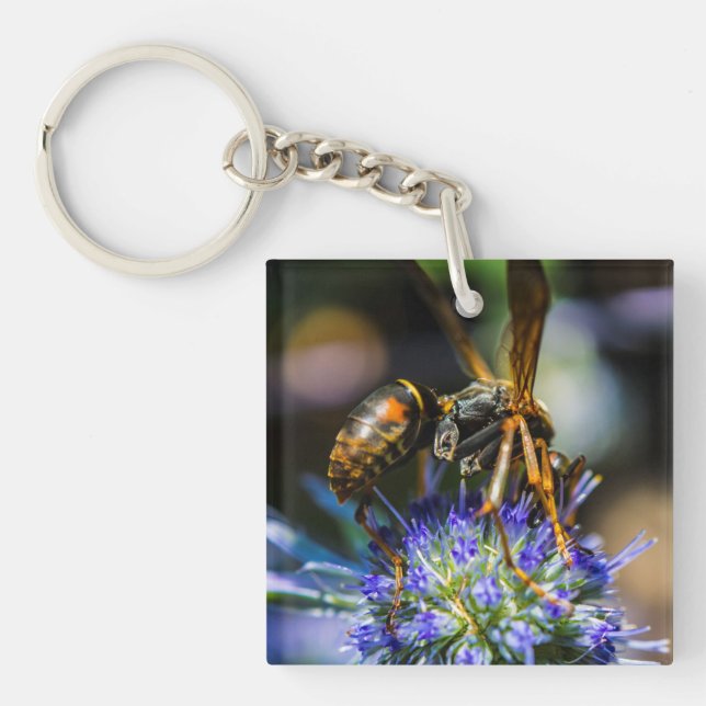 Bee Aware Square (double-sided) Keychain (Front)