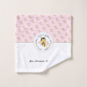 Bee Awesome Baby Girl   Personalised Monogram Bath Towel Set