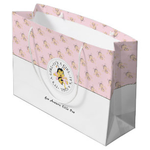 Bee Awesome Baby Girl Personalised Monogram Large Gift Bag