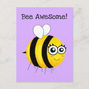 Bee Awesome, Cute Cartoon Bee Postcard
