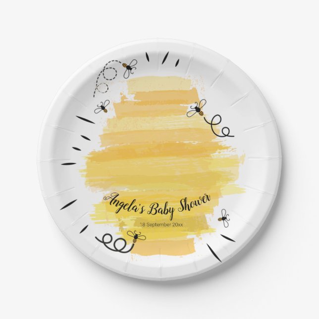 Bee Baby Show Party Paper Plates (Front)