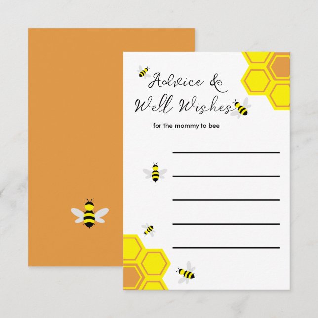 Bee Baby Shower Advice Card (Front/Back)