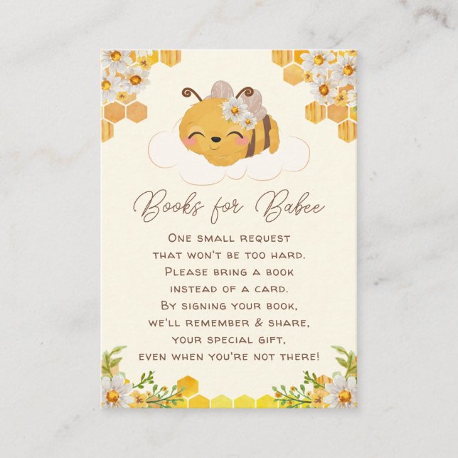 Bee Baby Shower Book Request Honeycombs Floral Enc Enclosure Card (Front)