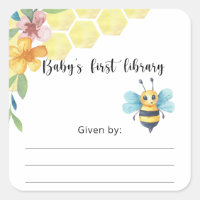 Bee Baby Shower bookplate, books for baby