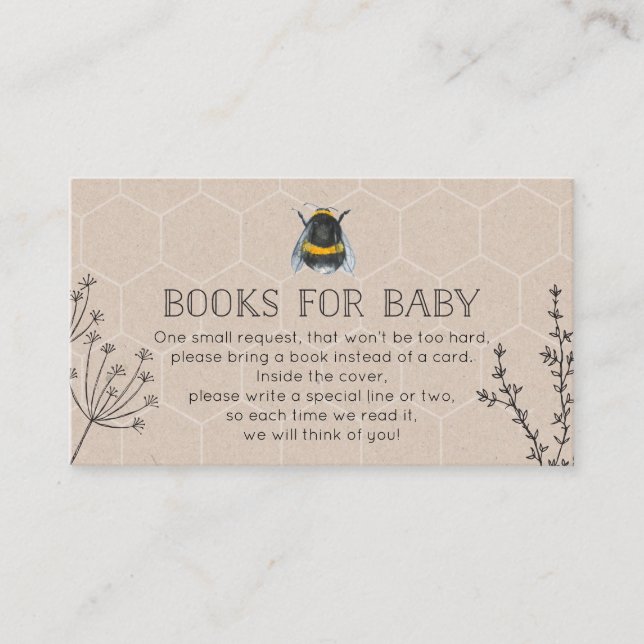Bee Baby Shower Books For Baby Baby Shower Card (Front)