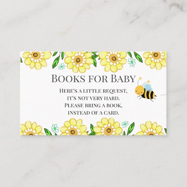 Bee Baby Shower Books for Baby Request Business Ca Business Card (Front)