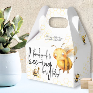 Bee Baby Shower Boy or Girl Typography Thank You Favour Box