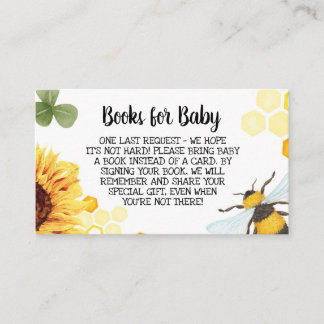 Bee Baby Shower Bring a Book Insert Books for Baby