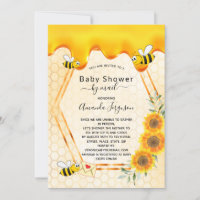 Bee baby Shower by mail gold sweet honey drips